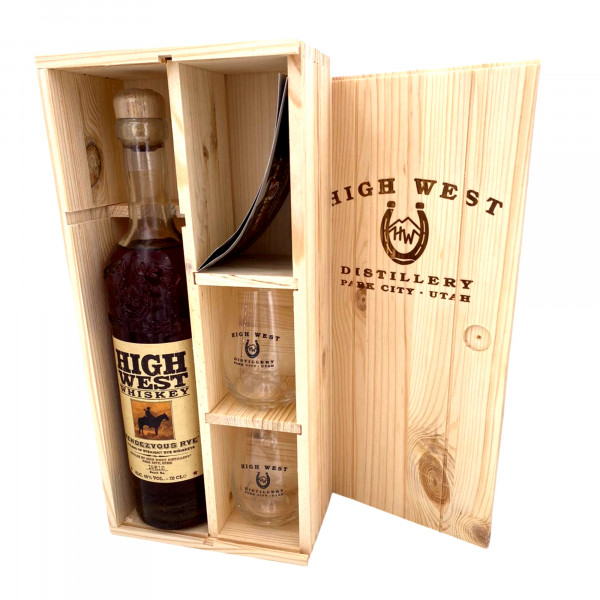 High West Whiskey Rendevous Rye in Holzbox + 2 Tumbler